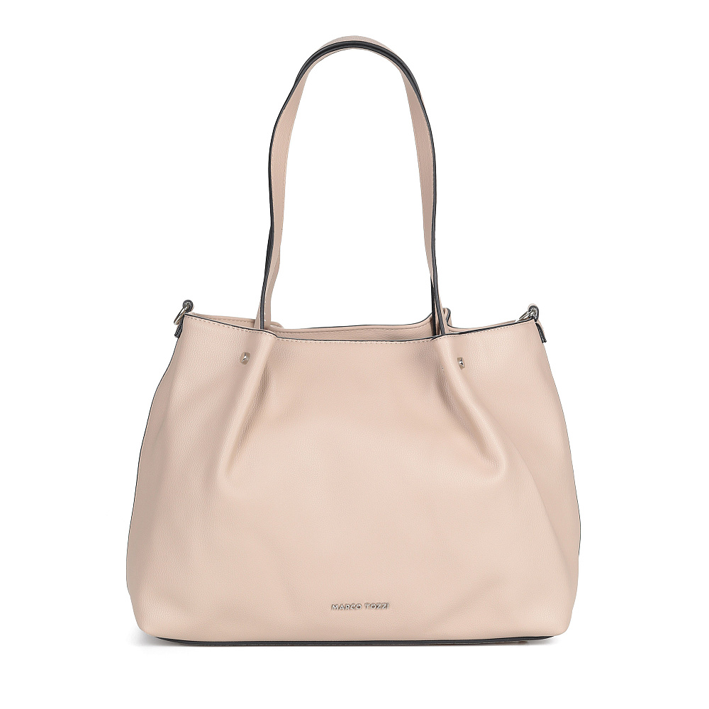 Коричневая сумка тоут из экокожи с дополнительной ручкой Marco Tozzi