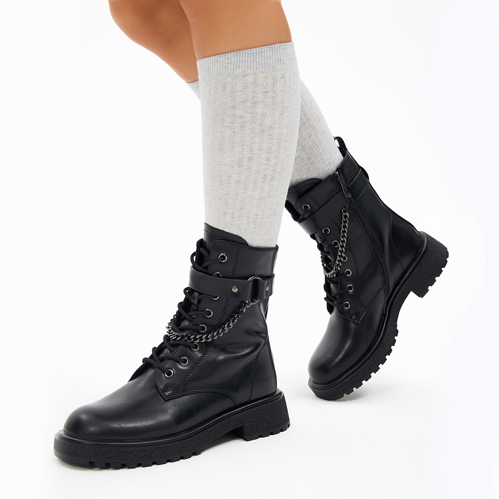 Черные зимние ботинки из кожи Respect