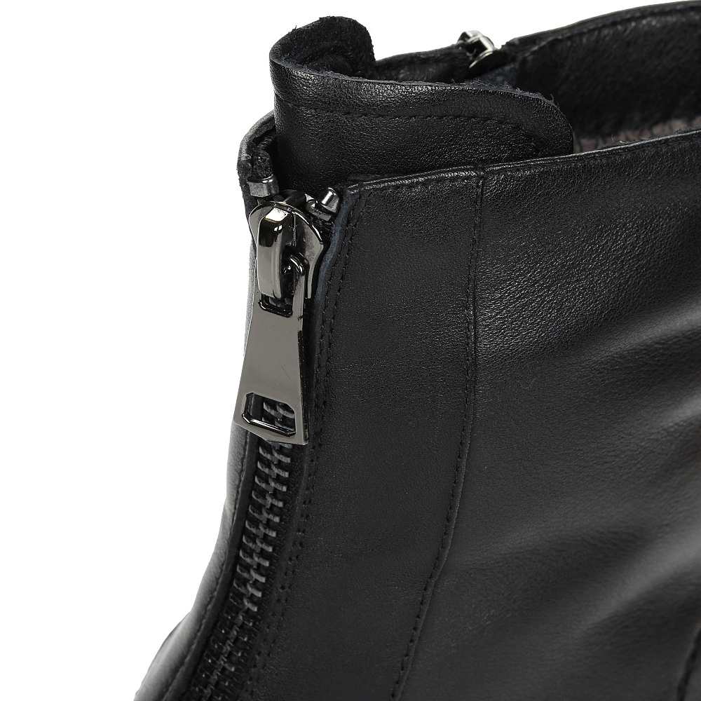 Черные утепленные полусапоги из гладкой кожи Respect