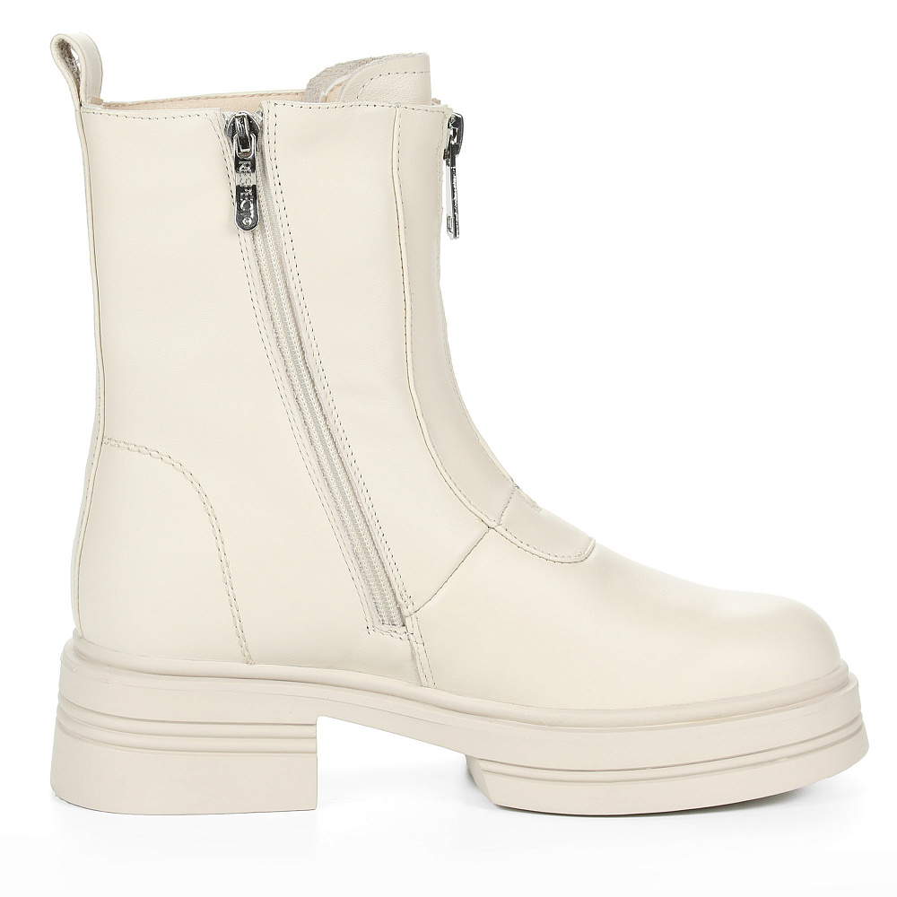 Светлые утепленные полусапоги из гладкой кожи Respect