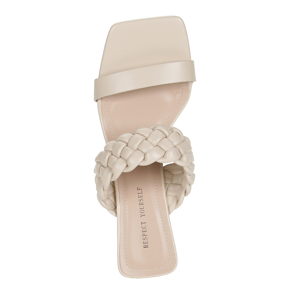 Бежевые сабо из плетеной экокожи на подкладке из экокожи Respect