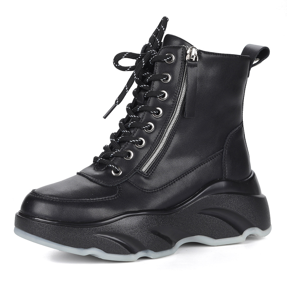 Черные кроссовки из кожи на шерсти Respect