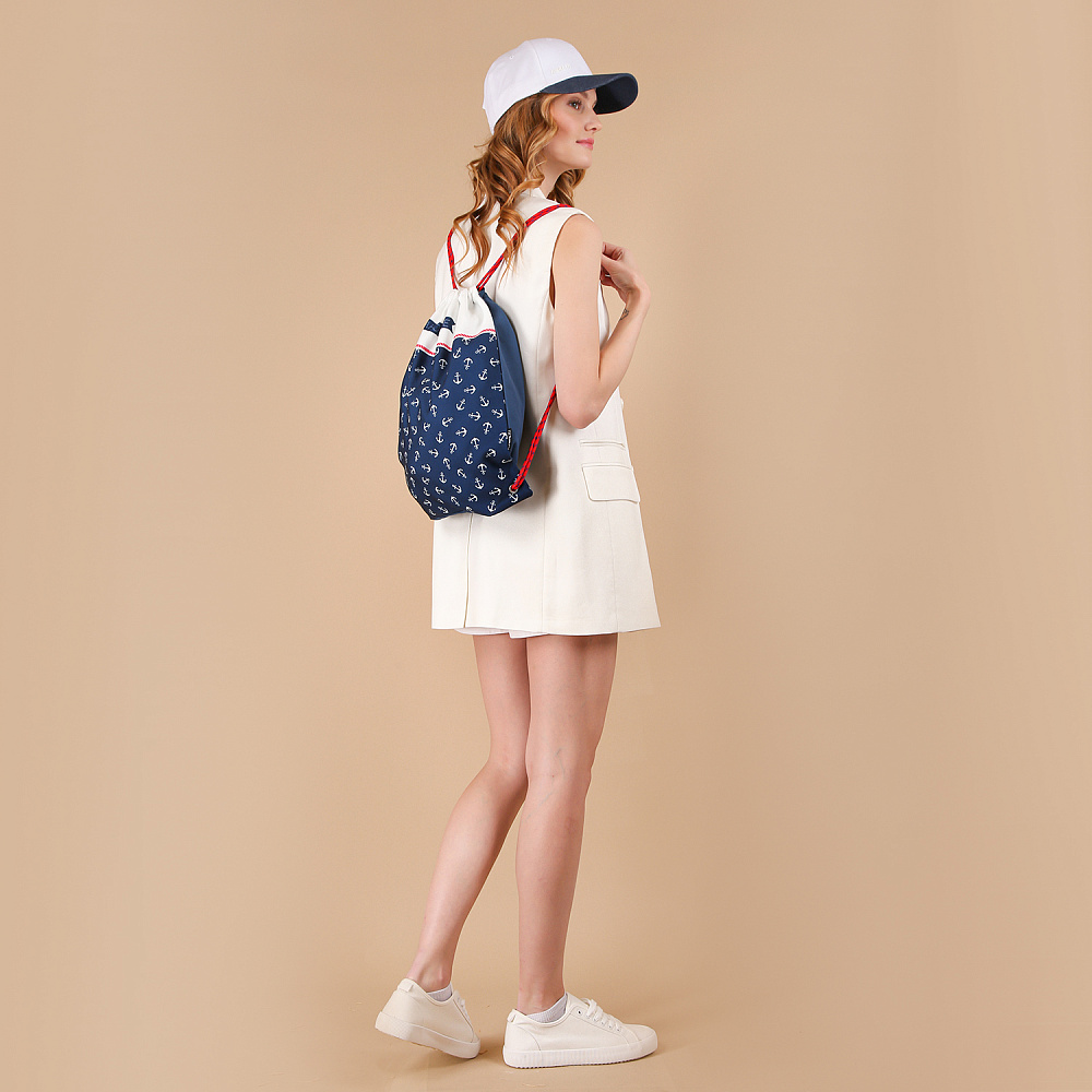 Синяя пляжная сумка-мешок из принтованного полиэстера Fabretti