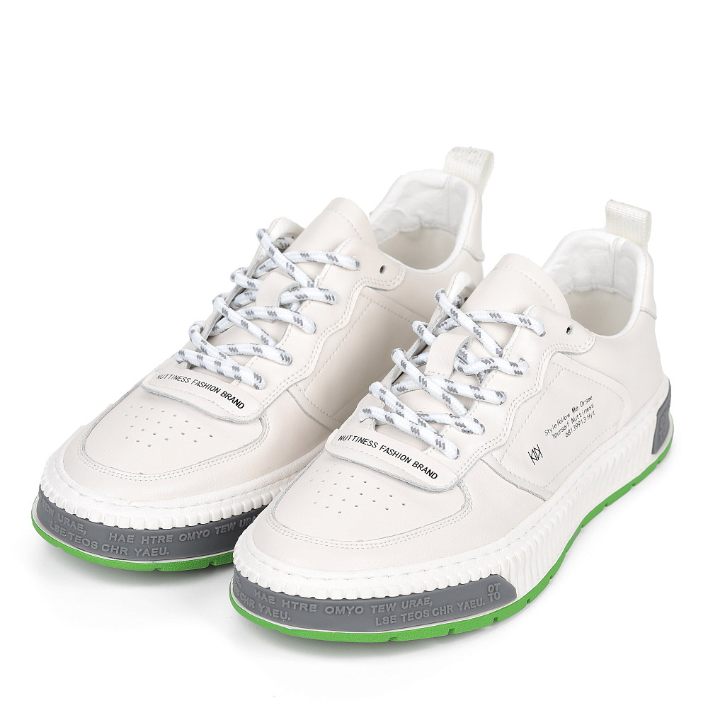 Бело-серые кеды из кожи Respect