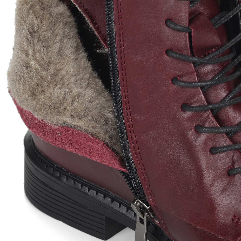 Бордовые ботинки из кожи на подкладке из натуральной шерсти Respect