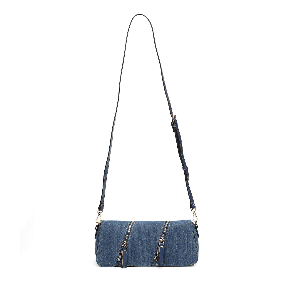 Синяя текстильная сумка-багет Respect