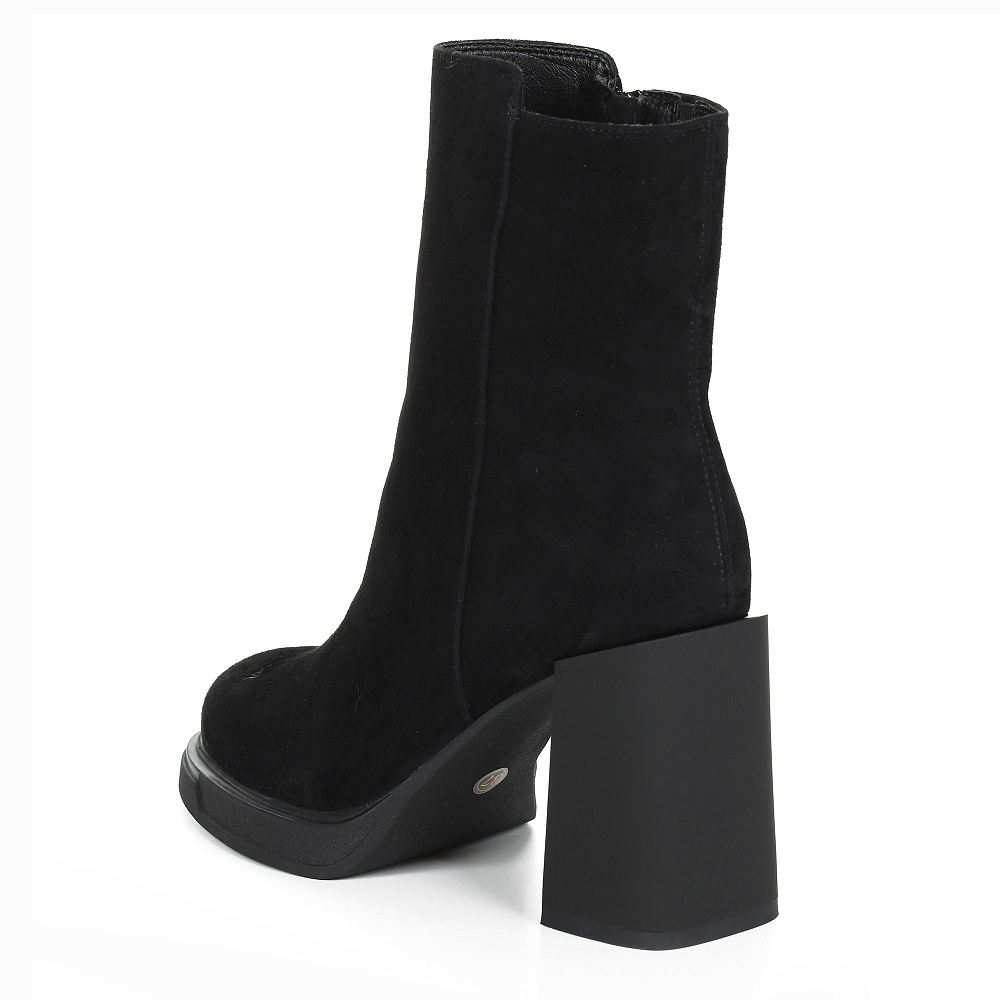 Черные утепленные ботильоны из натурального велюра Respect