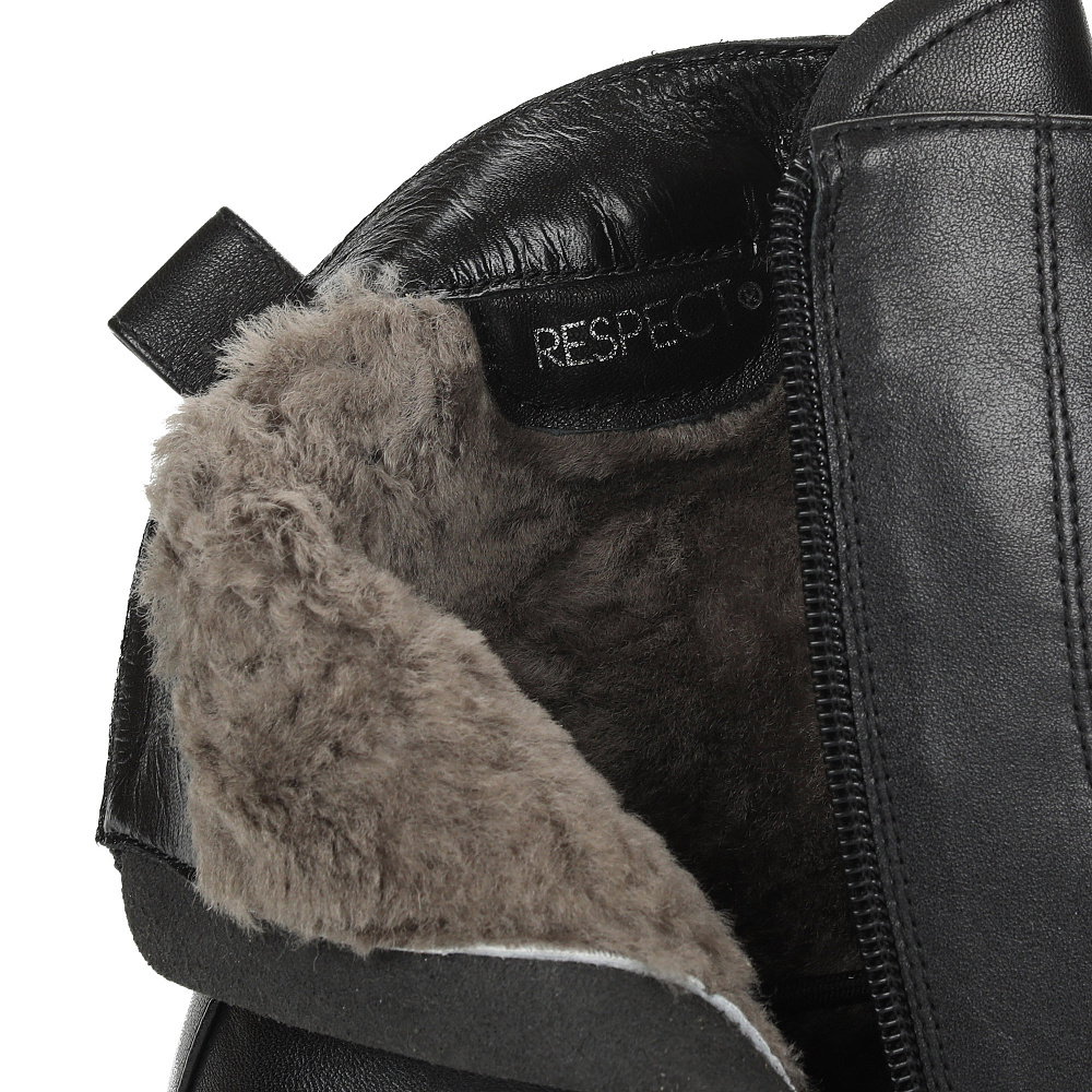 Черные зимние ботинки из гладкой кожи Respect