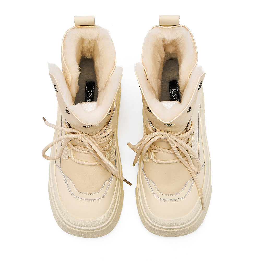 Дутики луноходы из кожи рисового цвета Respect