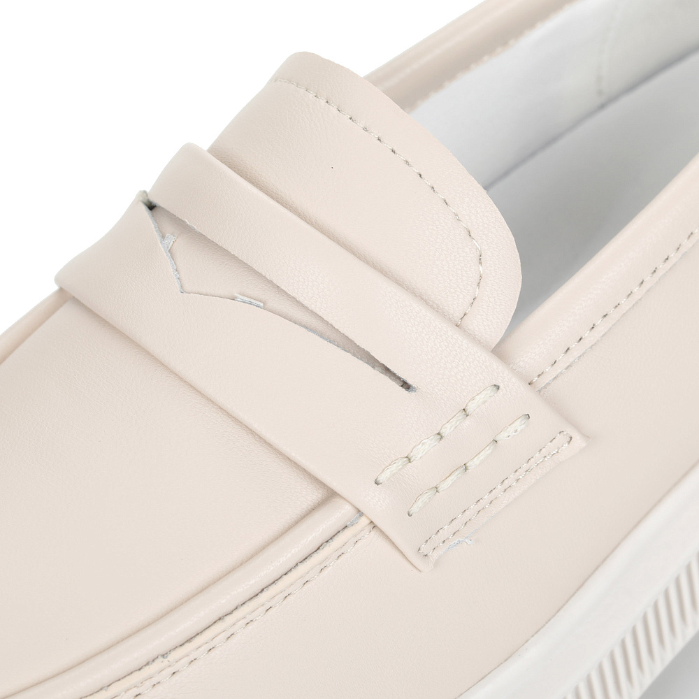 Бежевые пенни-лоферы из кожи без подкладки на тракторной подошве Respect