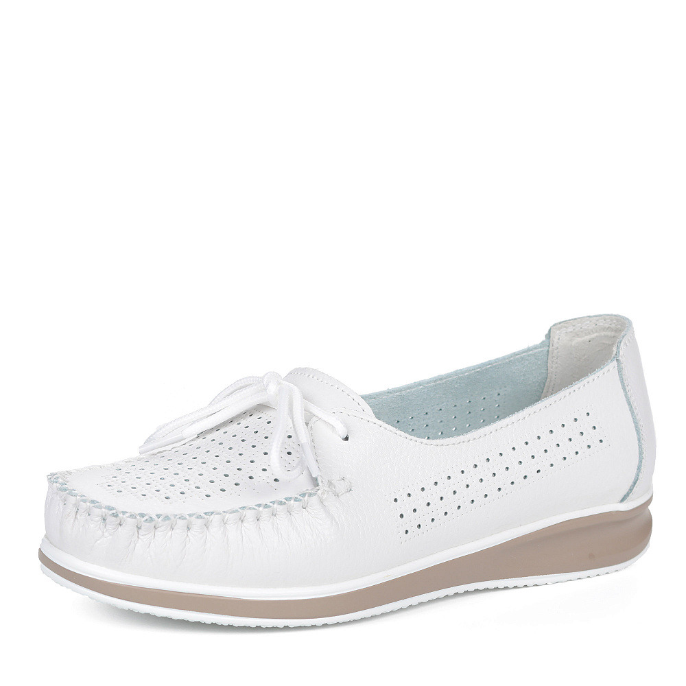 Белые топсайдеры из кожи с перфорацией Respect