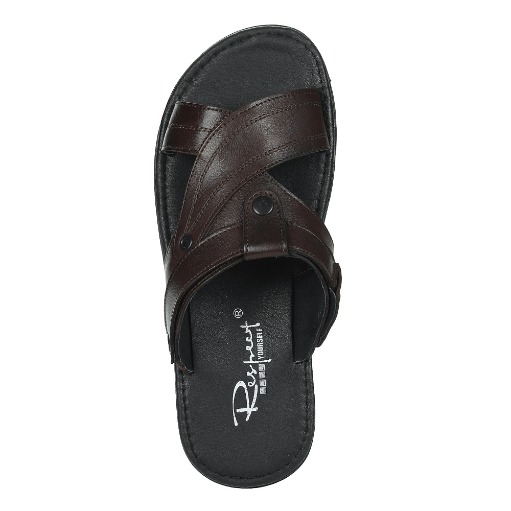 Коричневые шлепанцы из кожи Respect