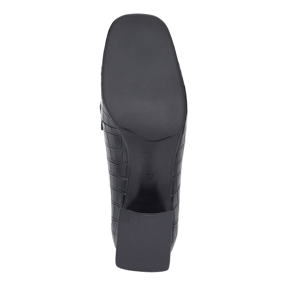 Черные лоферы из кожи с тиснением под рептилию Respect