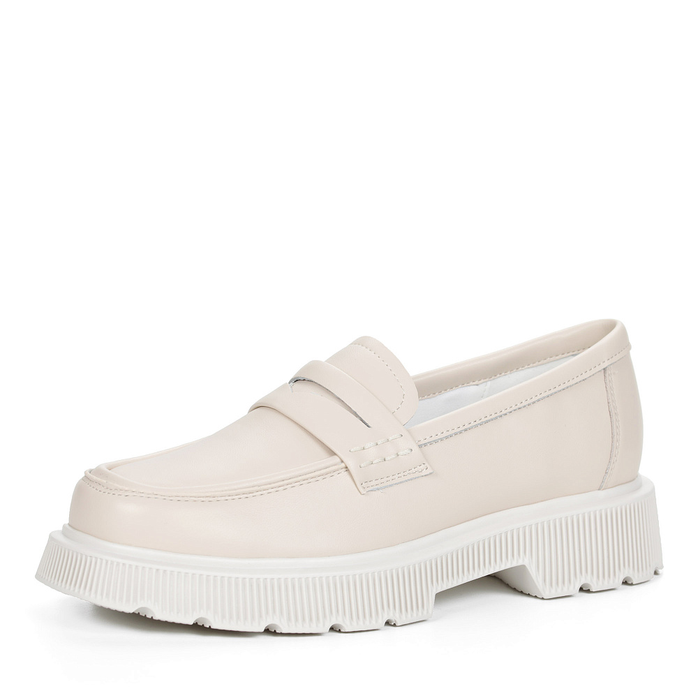 Бежевые пенни-лоферы из кожи без подкладки на тракторной подошве Respect