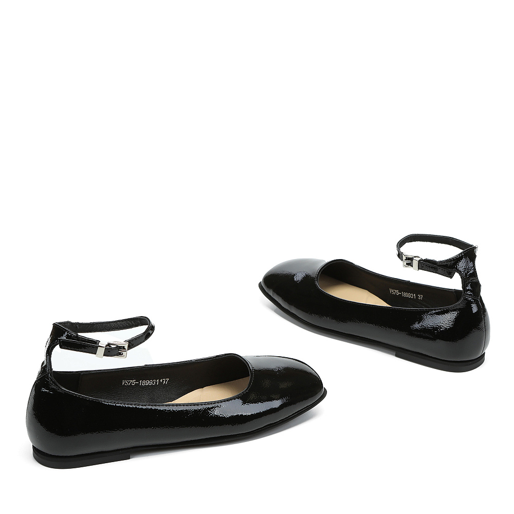 Черные балетки из лаковой кожи Respect