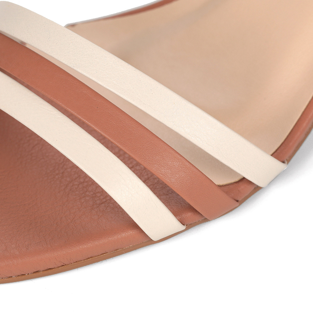 Бежево-коричневые  босоножки из кожи Respect