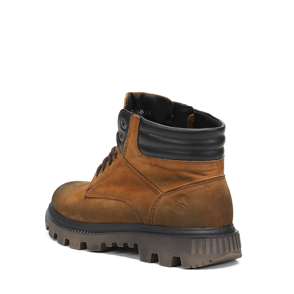 Бежевые зимние ботинки из кожи на тракторной подошве Respect