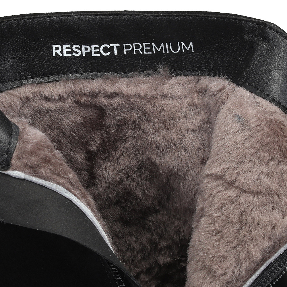 Черные зимние ботильоны из натурального велюра RESPECT PREMIUM