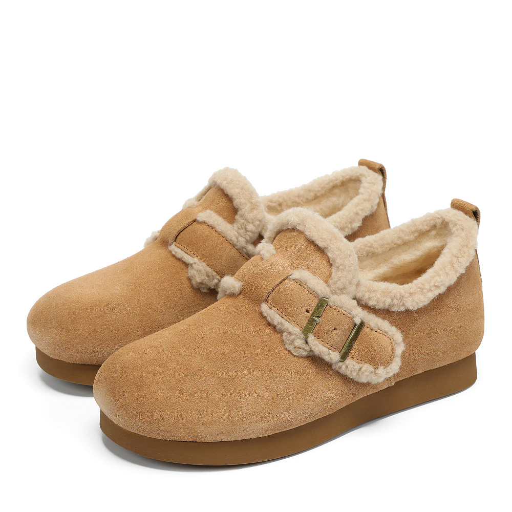 Рыжие зимние полуботинки угги из бархатистого велюра Respect