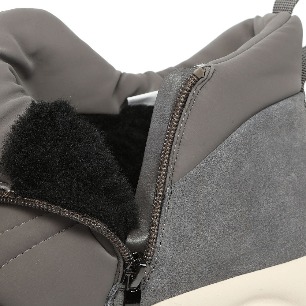 Темно-серые дутики из текстиля и кожи Respect