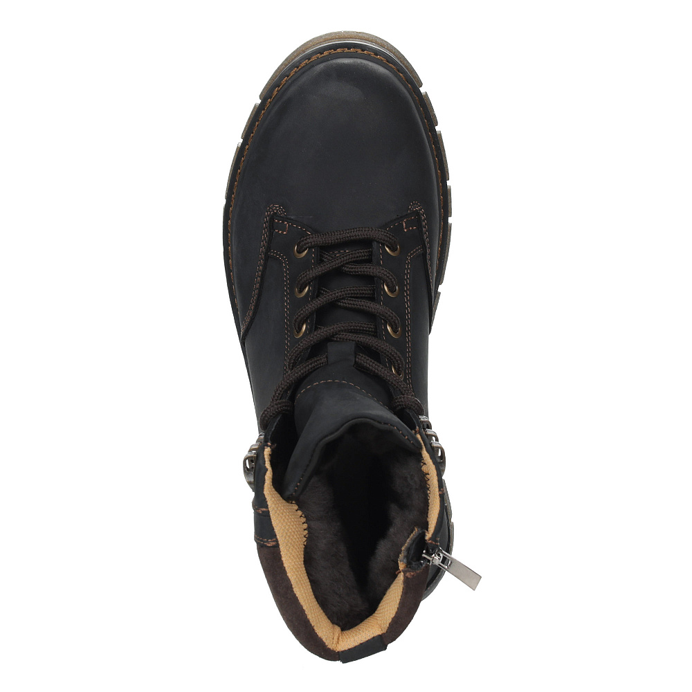 Черные зимние ботинки из гладкой кожи Respect