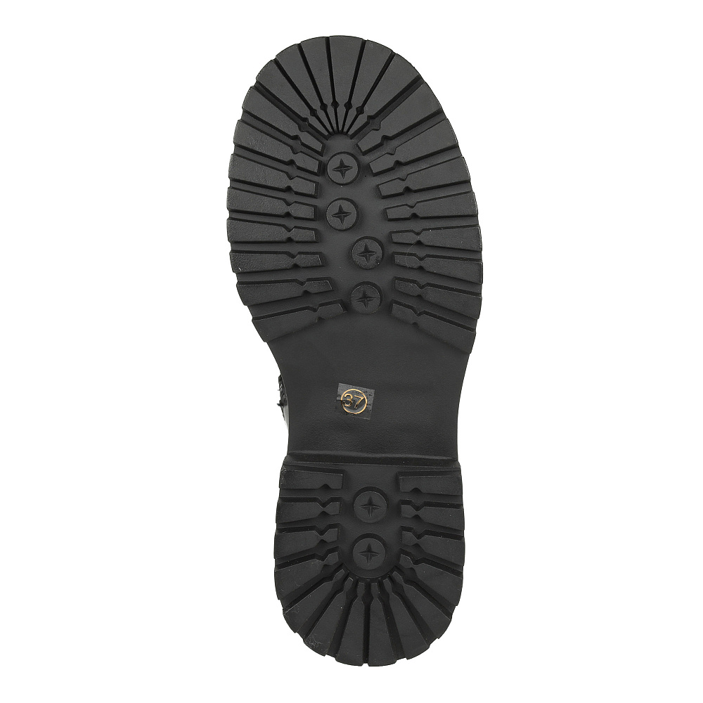 Черные высокие ботинки из кожи с декоративной отстрочкой на подкладке из текстиля на утолщенной тракторной подошве Respect