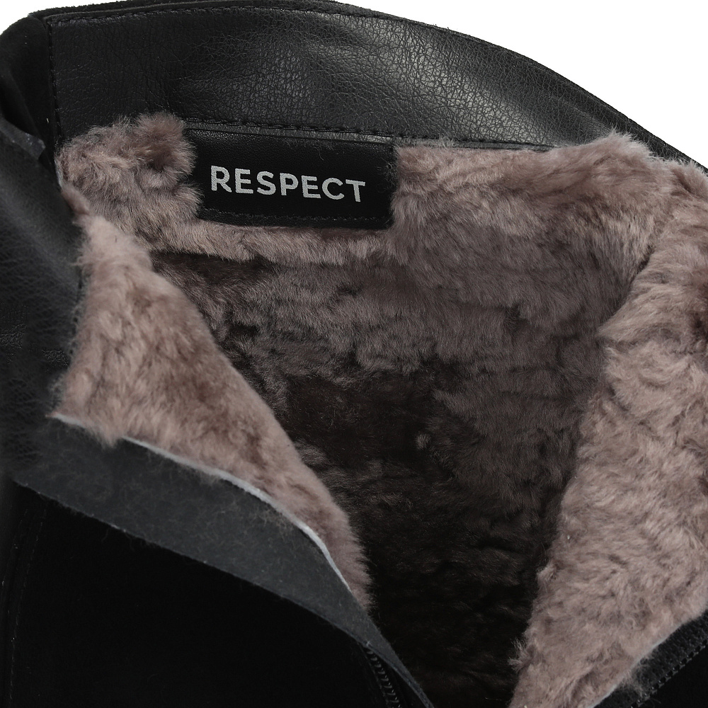 Черные зимние ботильоны из натурального велюра Respect