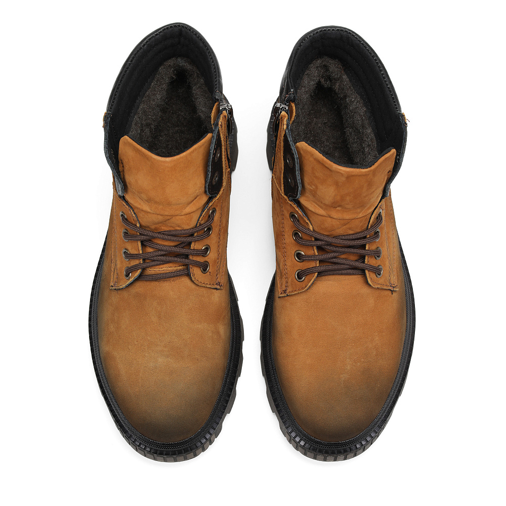 Бежевые зимние ботинки из кожи на тракторной подошве Respect