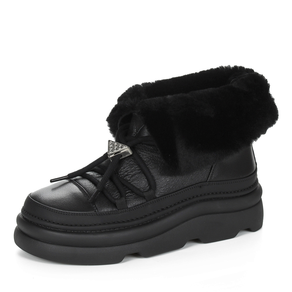 Черные зимние ботинки из гладкой кожи Respect