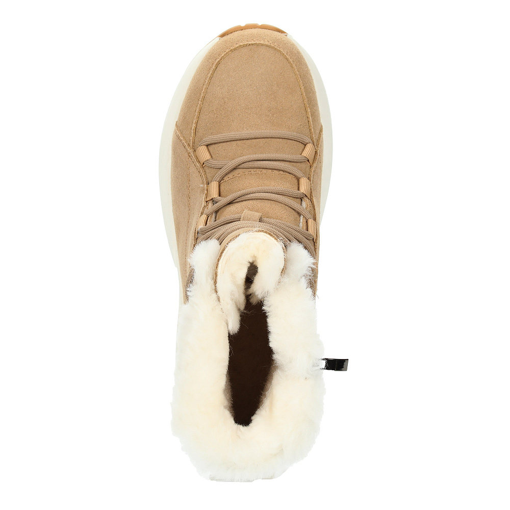 Бежевые утепленные ботинки из гидрофобного велюра Respect