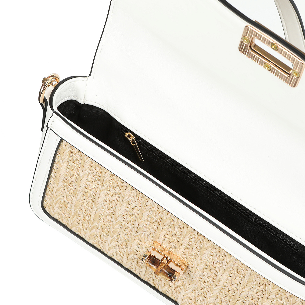 Бело-бежевая сумка из экокожи и текстиля Respect