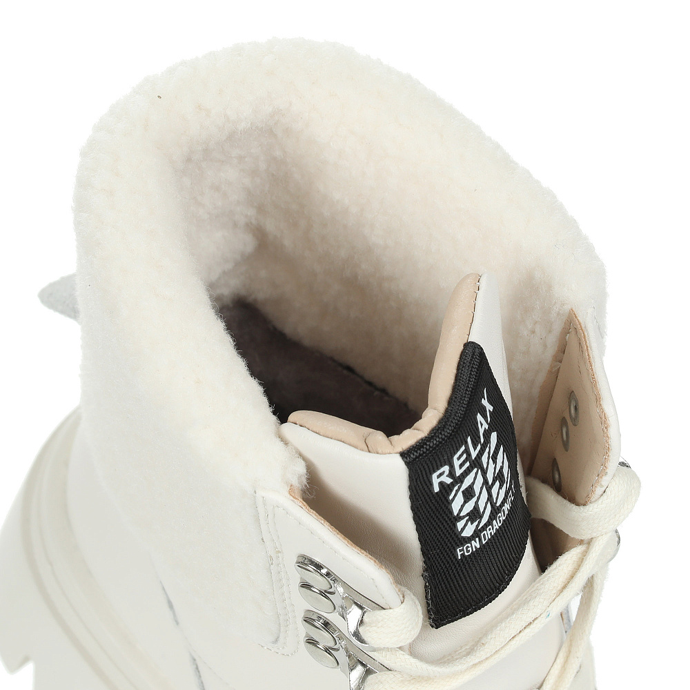 Белые утепленные хайкеры из гладкой кожи Respect