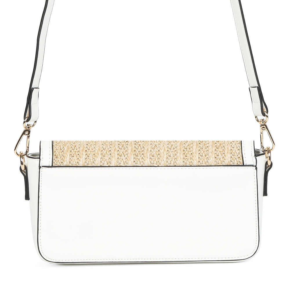 Бело-бежевая сумка из экокожи и текстиля Respect