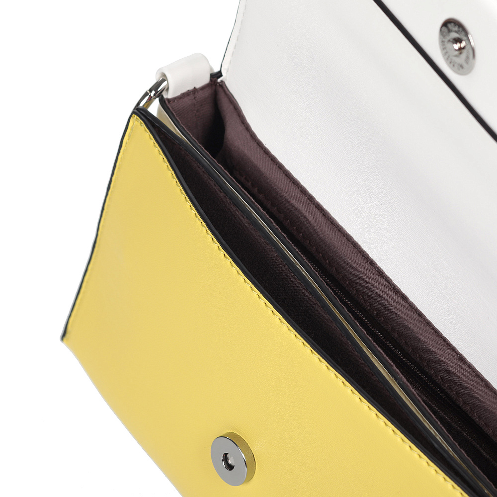 Бело-желтая сумка из экокожи с дополнительной ручкой KEDDO