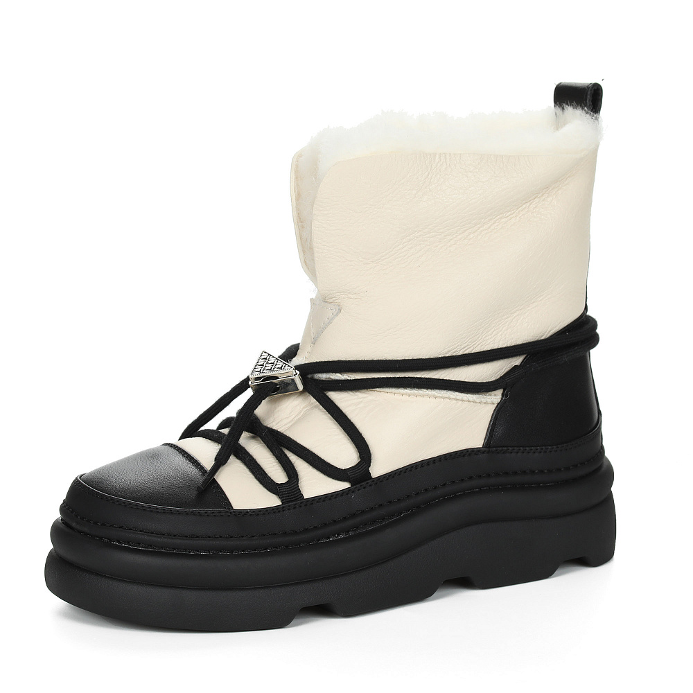 Зимние ботинки из кожи рисового цвета Respect