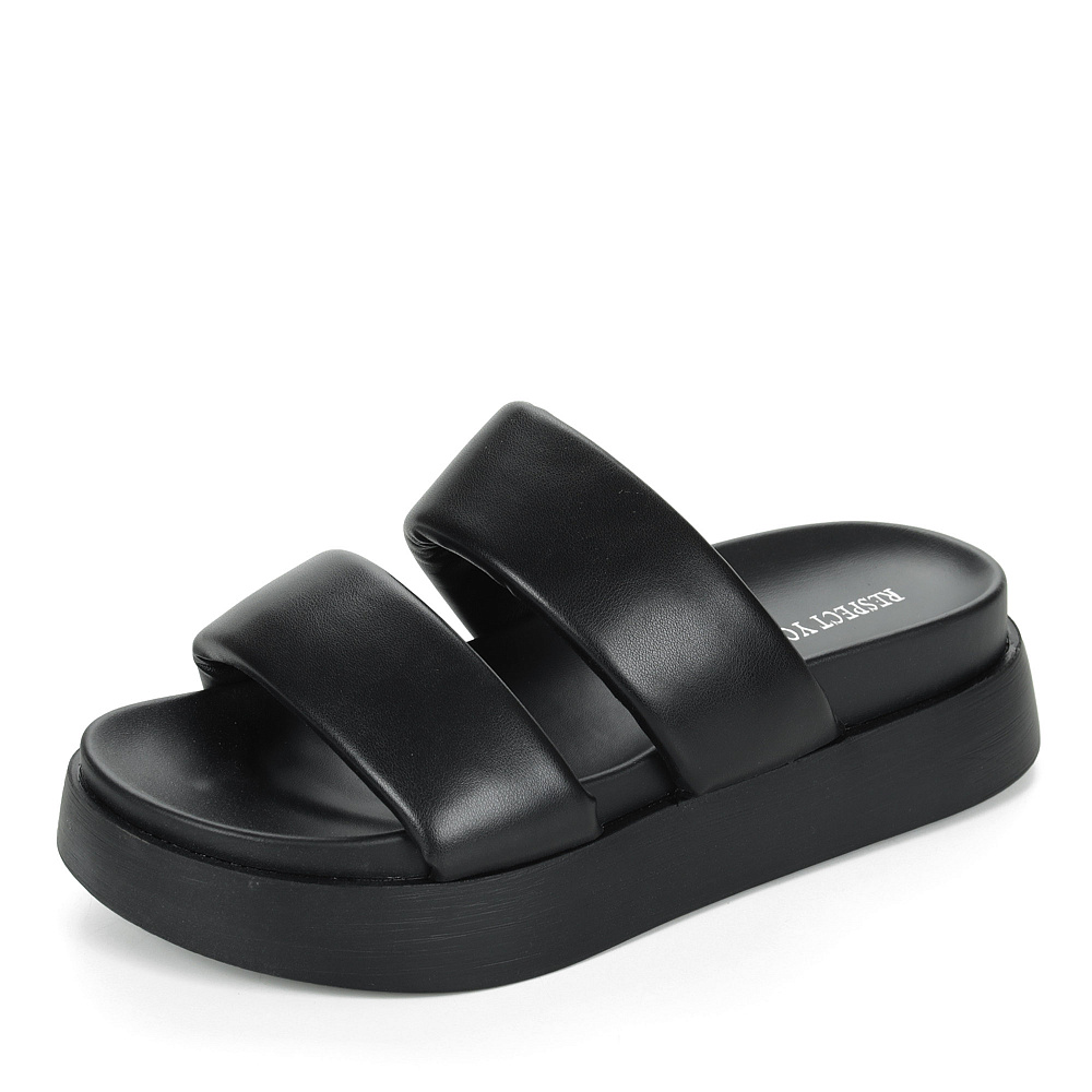 Черные сабо из экокожи на подкладке из экокожи на утолщенной подошве Respect