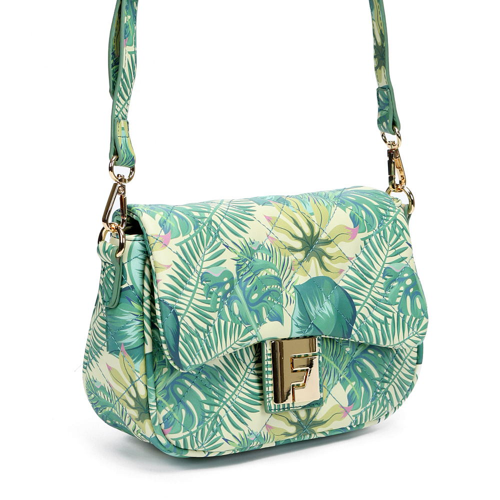 Зеленая сумка мессенджер из экокожи с принтом Respect