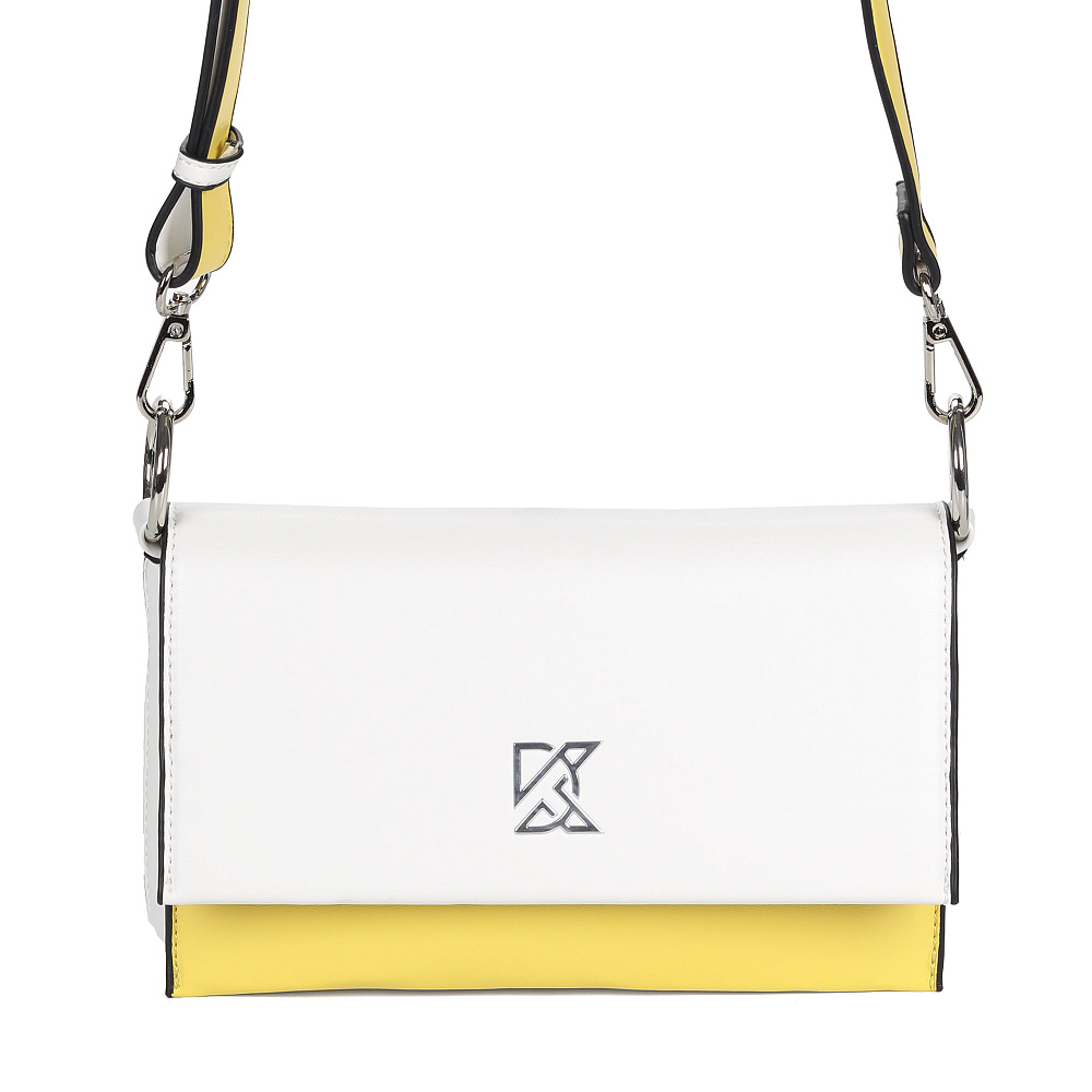 Бело-желтая сумка из экокожи с дополнительной ручкой KEDDO
