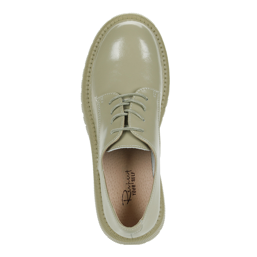 Оливковые полуботинки из композиционной кожи на подкладке из текстиля на тракторной подошве Respect