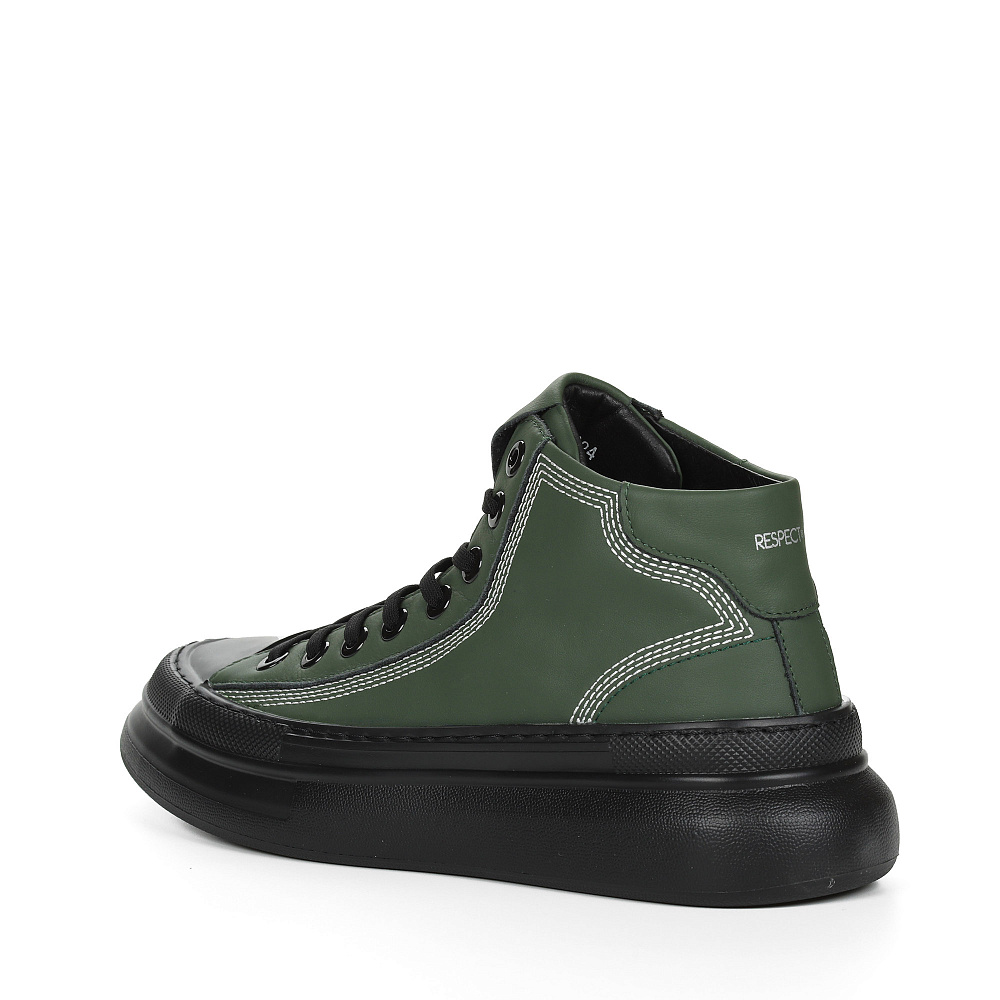 Зеленые кеды из кожи на подкладке из текстиля Respect