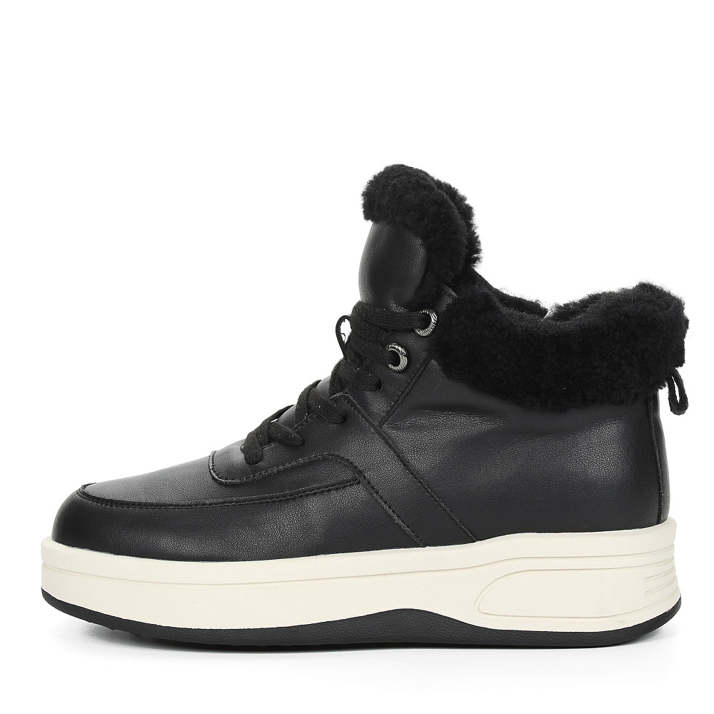 Черные утепленные кеды из кожи Respect