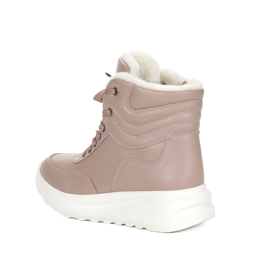 Розовые кеды из кожи на подкладке из натуральной шерсти GRUNBERG