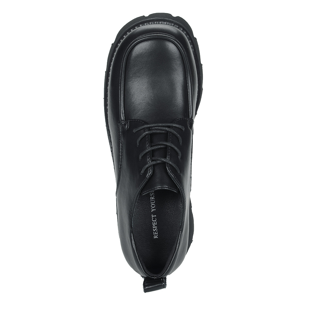 Черные закрытые туфли на шнурках из кожи без подкладки на утолщенной подошве Respect