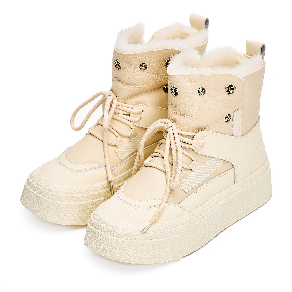 Дутики луноходы из кожи рисового цвета Respect