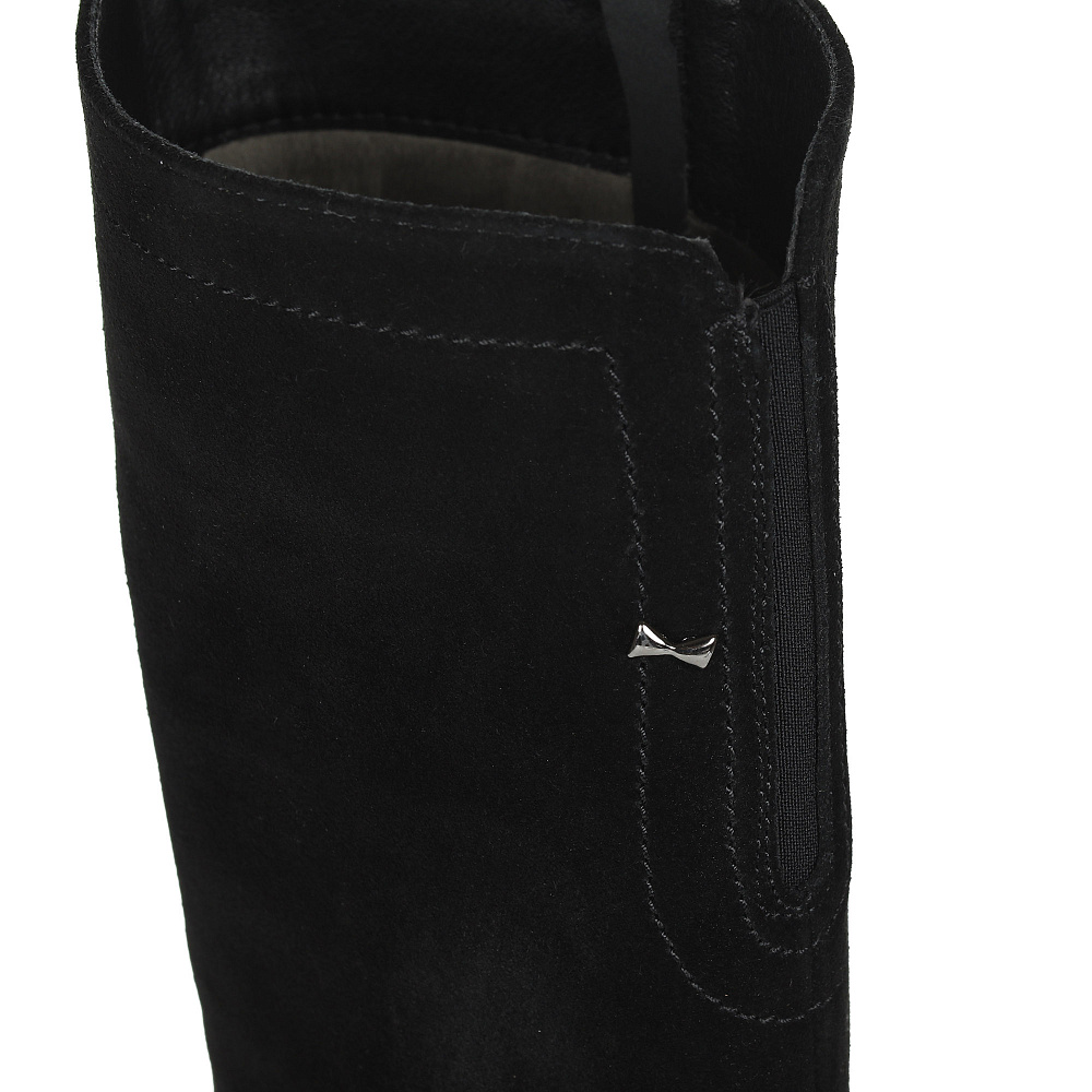 Черные утепленные ботфорты из бархатистого велюра Respect