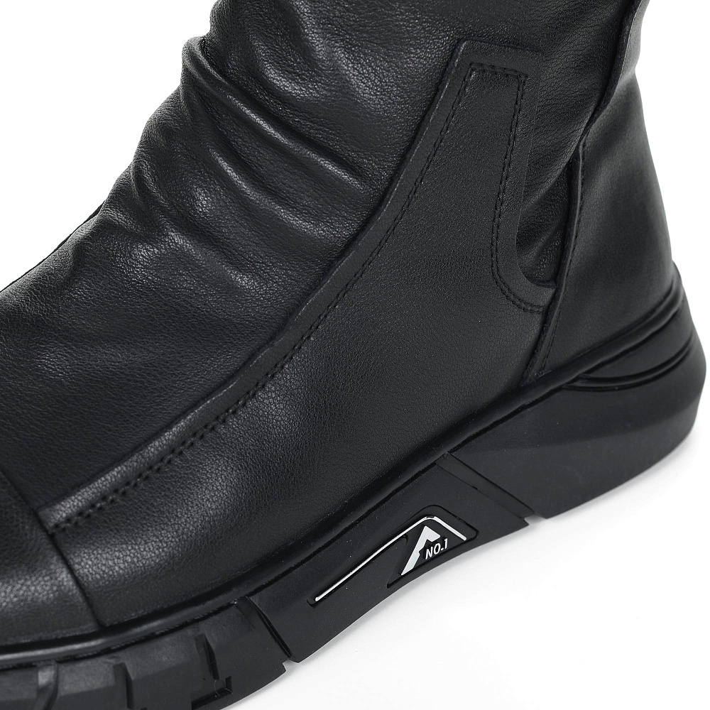 Черные высокие кеды на молнии из кожи на подкладке из текстиля на рифленой подошве Respect