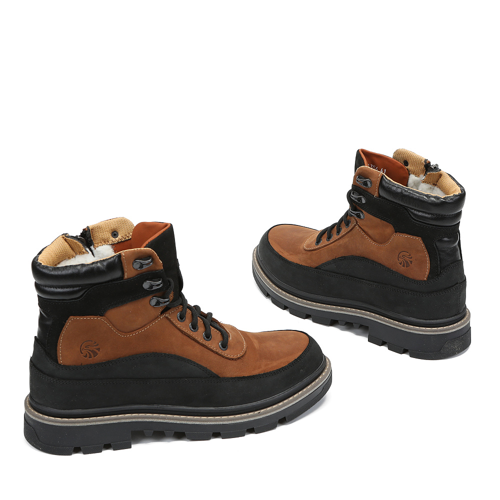 Черно-рыжие зимние ботинки из кожи Respect