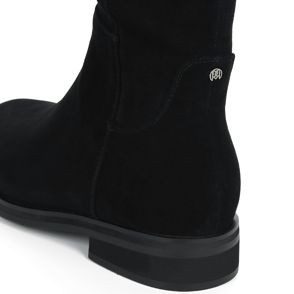 Черные зимние ботфорты из велюра Respect