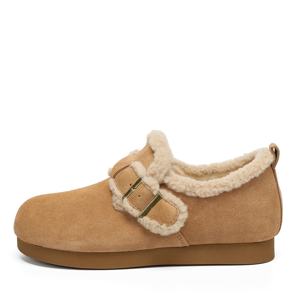 Рыжие зимние полуботинки угги из бархатистого велюра Respect