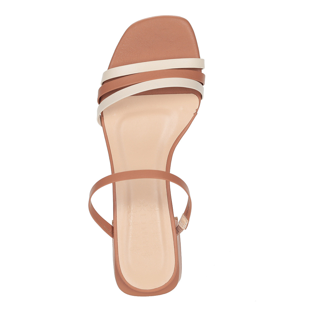 Бежево-коричневые  босоножки из кожи Respect